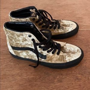 Gold crushed velvet sk8 hi high top vans